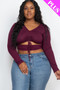 Plus Size Drawstring Ruched Cutout Crop Top​