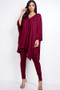 Solid Heavy Rayon Spandex Cape Top And And Leggings 2 Piece Set​​
