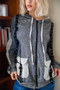 Belt & Reversed Details Zip-Up Hooded Sweater