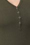 Short Slv V-Neck Henley Knit Top