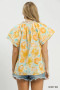 Umgee Mix Floral Print Blouse with Crochet Lace Trim