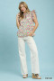 Umgee Floral Print Ruffle  Cap Sleeve Shirt
