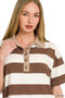 Zenana Striped Collared Polo Top