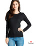 Ladies Fashion Soft Ribbed Knit Top Featuring Around Neckline. Long Sleeves. And A Fitted Silhouette