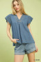 Umgee Cap Sleeve Denim Top
