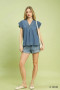 Umgee Cap Sleeve Denim Top