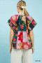 Umgee Mix Floral Patchwork Tassel Tie Top