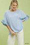 Umgee Crochet Trim Flutter Sleeve Top