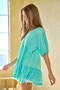 Davi & Dani Solid Ruffled Flared Short Sleeve V Neck Top