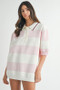 MABLE Oversized Stripe Polo Collar Sweater