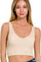 Zenana Seamless Ribbed Cropped Bra Padded V-Neck Tank