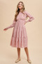 Annie Wear Textured Smocking Bodice Tiered Midi Dress