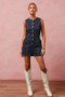 SO ME Button Up Front Washed Denim Sleeveless Romper