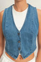 V-Neck Sleeveless Denim Vest​