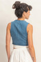 V-Neck Sleeveless Denim Vest​
