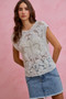 SO ME Washed Denim Floral Contrast Pockets Mini Skirt