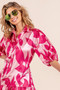 BiBi Leaf Pattern Collared Satin Dress