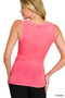 Zenana Washed Ribbed Scoop Neck Tank Top