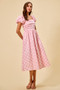 SO ME Polka Cotton Print Short Sleeves Midi Dress