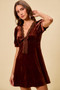 SO ME Velvet Short Sleeves Mini Dress