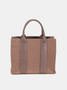 David Jones Canvas Tote Handbag with Contrast Leather Handles