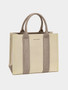 David Jones Canvas Tote Handbag with Contrast Leather Handles