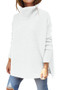 Turtleneck Sweater Loose Bat Sleeves Slit Hem Pullover Sweater Women Knitting Top