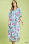 Umgee Abstract Print V-Neck Midi Dress