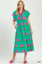 Umgee Hydrangea Print Tiered Midi Dress