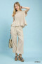 Umgee Pinstripe Smocked Peplum Top