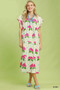 Umgee Hydrangea Print Tiered Midi Dress