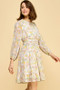 Lime 'N' Chili Chiffon Floral Print Belted Dress with Back Zipper
