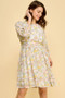 Lime 'N' Chili Chiffon Floral Print Belted Dress with Back Zipper