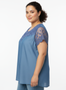 Lace Yoke Flutter Sleeve Knit Top