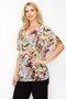 Sheer Neon Floral Cowl Neck Whimsgoth Relaxed Top​