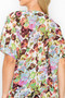 Sheer Neon Floral Cowl Neck Whimsgoth Relaxed Top​