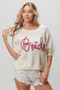 BiBi Metallic Letter Short Puff Sleeve Hairy Sweater
