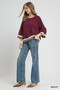 Umgee Scalloped Hem Color Block Top