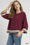 Umgee Scalloped Hem Color Block Top
