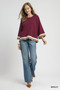 Umgee Scalloped Hem Color Block Top
