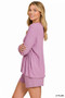 Zenana Soft Melange Long Sleeve Tee and Shorts Set