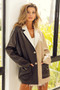 BiBi Faux Leather Color Block Single Blazer