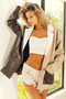 BiBi Faux Leather Color Block Single Blazer