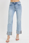 RISEN High Rise Straight Cuffed Relaxed Jeans