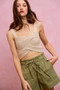 SO ME Paper Bag Patch Pocket Drawstring Twill Shorts