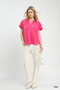 Umgee Texture Flutter Sleeve Notched Blouse