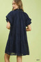 Umgee Textured Tiered Ruffle Collar Mini Dress