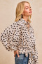 BiBi Polka Dot Print Tie Hem Detail Crop Shirt