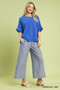 Umgee Linen Frayed Hem Scallop Edge Top