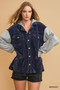 Umgee Contrast Hooded Chenille Jacket